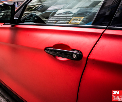 wrap xe - dán đổi màu xe BMW series 3 wrap matte red