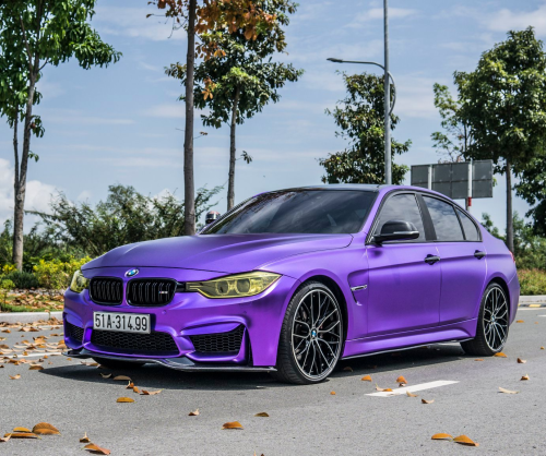 wrap xe - dán đổi màu xe BMW series 3 wrap satin chrome violet