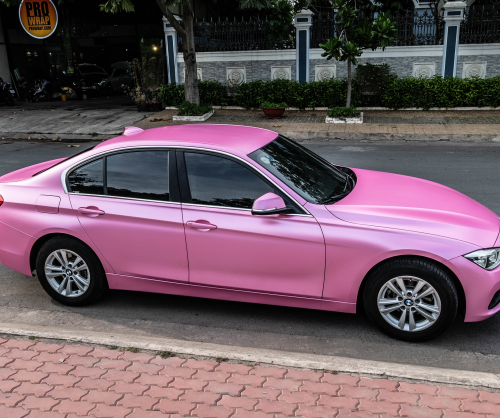 wrap xe - dán đổi màu xe BMW series 3 wrap satin pink metallic