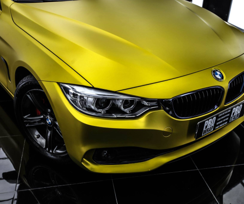 wrap xe - dán đổi màu xe BMW series 4 wrap satin chrome gold