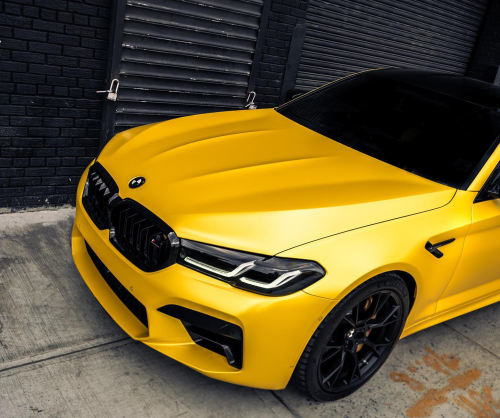 wrap xe - dán đổi màu xe BMW series 5 wrap satin yellow metallic