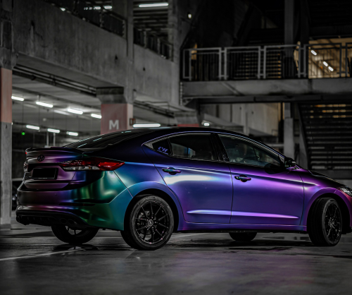 wrap xe - dán đổi màu xe Hyundai Elantra Wrap Matte Purple Malachite