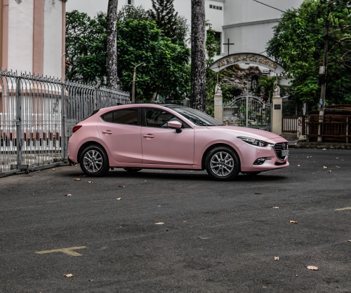 wrap xe - dán đổi màu xe Mazda 3 HB wrap satin sakura pink