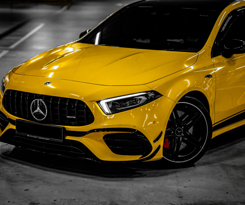 wrap xe - dán đổi màu xe Mercedes A45S Wrap Gloss Sunflower Yellow