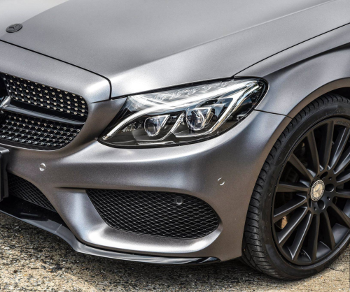 wrap xe - dán đổi màu xe Mercedes C Couple wrap matte dark grey metallic