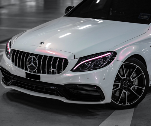 wrap xe - dán đổi màu xe Mercedes C43 Wrap Gloss Creamrose Pearl White