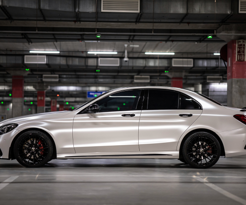 wrap xe - dán đổi màu xe Mercedes C200 Wrap Satin Pearl White