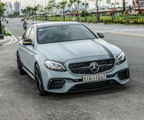 wrap xe, dán đổi màu xe Mercedes E300 wrap matte battleship grey