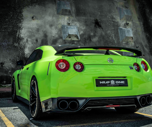 wrap xe, dán đổi màu xe Nissan GTR Wrap Gloss Apple Green