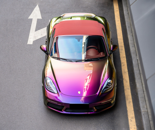 wrap xe, dán đổi màu xe Porsche 718 Boxster Wrap Gloss Crazy Grape