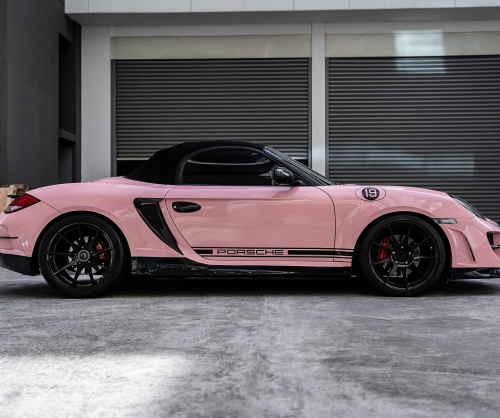 wrap xe, dán đổi màu xe Porsche Boxster S Wrap Gloss Sakura Pink