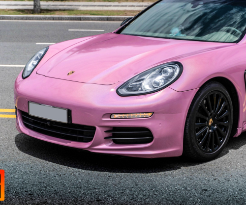wrap xe, dán đổi màu xe Porsche Panamera wrap gloss laser pink