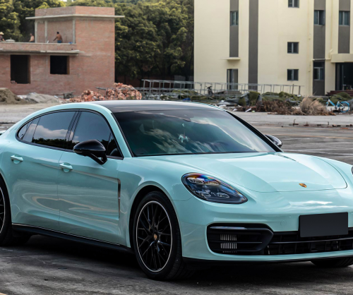 wrap xe, dán đổi màu xe Porsche Panamera Wrap Gloss Sky Blue