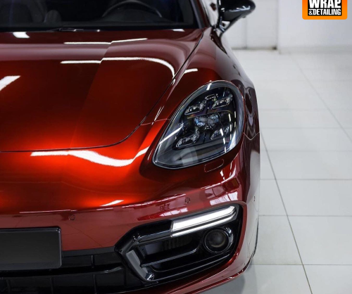 wrap xe, dán đổi màu xe Porsche Panamera wrap gloss Supreme Red