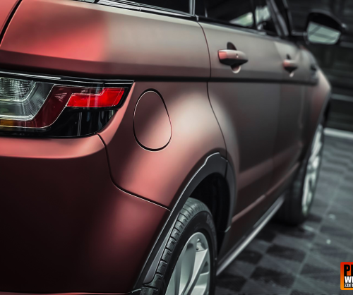 wrap xe, dán đổi màu xe Range Rover Evoque đỏ mờ