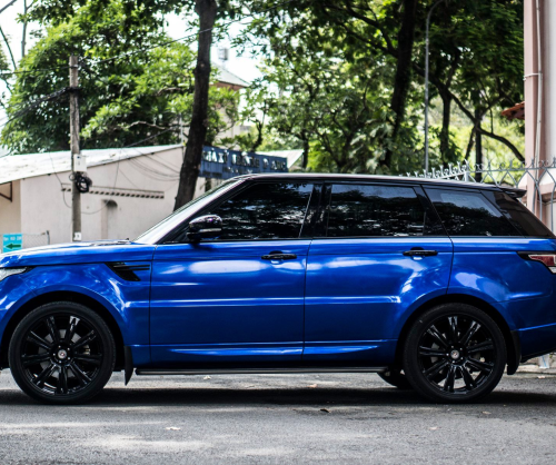 wrap xe, dán đổi màu xe Range Rover Sport wrap gloss deep blue