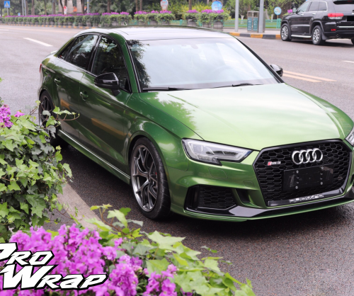 wrap xe, dán đổi màu xe audi rs3 wrap gloss mamba green