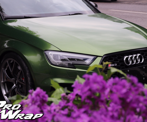 wrap xe, dán đổi màu xe audi rs3 wrap gloss mamba green
