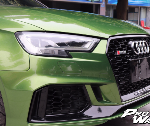 wrap xe, dán đổi màu xe audi rs3 wrap gloss mamba green