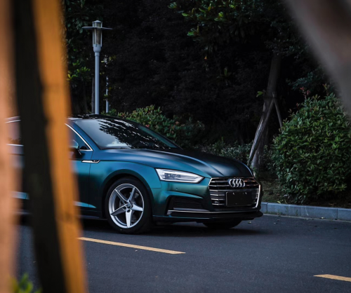 wrap xe, dán đổi màu xe Audi A5 wrap matt blackish Green