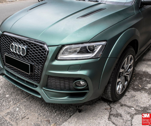 wrap xe, dán đổi màu xe Audi Q5 wrap matte pine green metallic