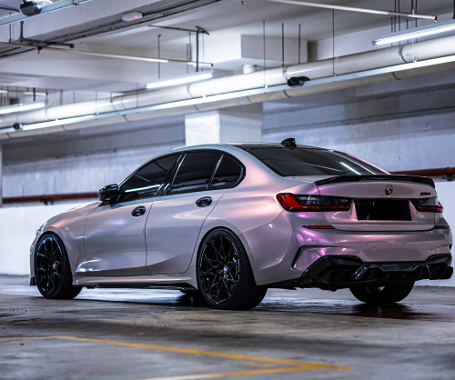 wrap xe, dán đổi màu xe BMW 330i Wrap Gloss Silver Sunset