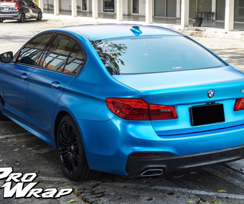 wrap xe, dán đổi màu xe BMW 520i wrap matte blue metallic