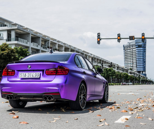 wrap xe - dán đổi màu xe BMW series 3 wrap satin chrome violet