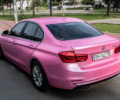 wrap xe - dán đổi màu xe BMW series 3 wrap satin pink metallic