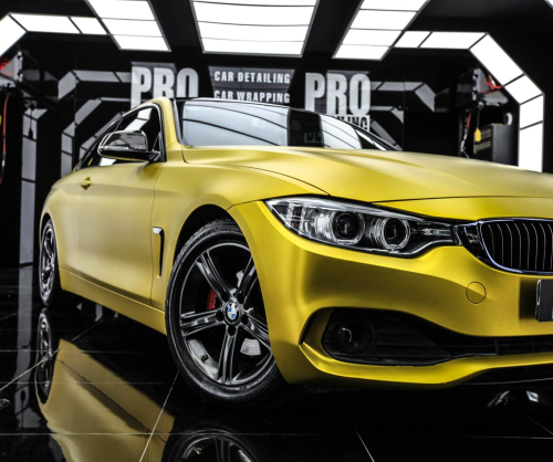 wrap xe - dán đổi màu xe BMW series 4 wrap satin chrome gold