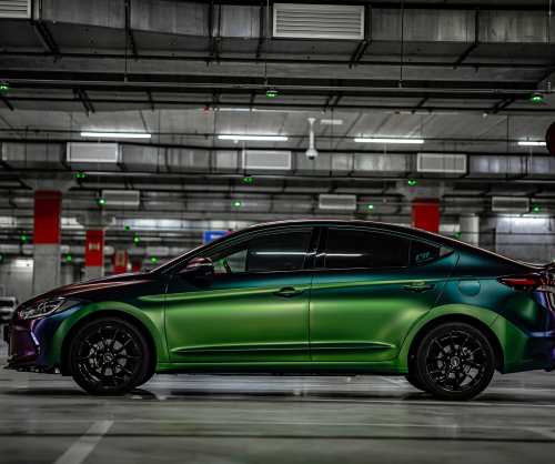 wrap xe - dán đổi màu xe Hyundai Elantra Wrap Matte Purple Malachite