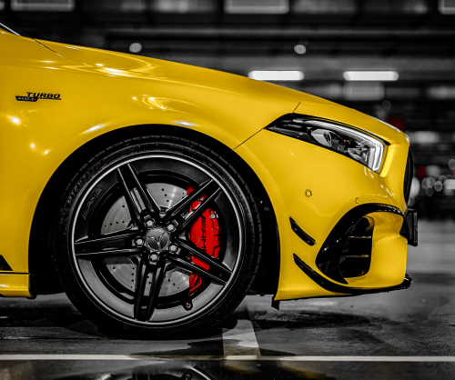 wrap xe - dán đổi màu xe Mercedes A45S Wrap Gloss Sunflower Yellow