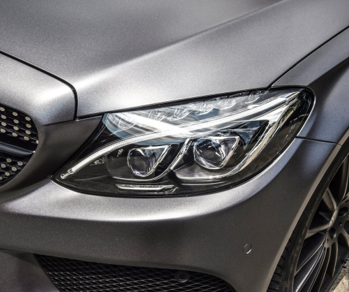 wrap xe - dán đổi màu xe Mercedes C Couple wrap matte dark grey metallic