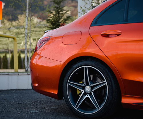 wrap xe - dán đổi màu xe Mercedes C200 wrap gloss Paprika Orange