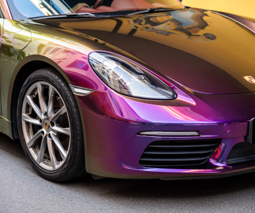 wrap xe, dán đổi màu xe Porsche 718 Boxster Wrap Gloss Crazy Grape