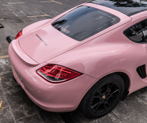 wrap xe, dán đổi màu xe Porsche 718 wrap gloss pastel pink