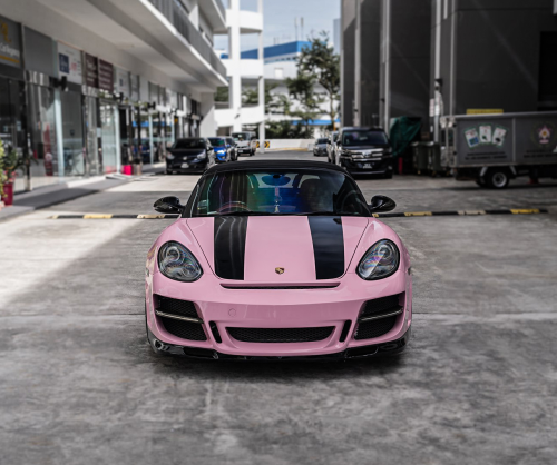 wrap xe, dán đổi màu xe Porsche Boxster S Wrap Gloss Sakura Pink