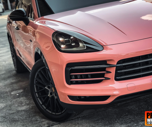 wrap xe, dán đổi màu xe Porsche Cayenne Wrap Gloss Piggy Bank