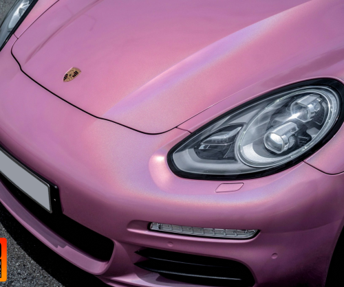wrap xe, dán đổi màu xe Porsche Panamera wrap gloss laser pink