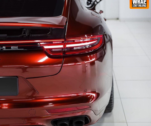 wrap xe, dán đổi màu xe Porsche Panamera wrap gloss Supreme Red