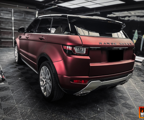 wrap xe, dán đổi màu xe Range Rover Evoque đỏ mờ