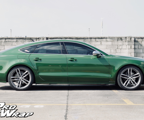 wrap xe, dán đổi màu xe Audi A7 wrap gloss dark green