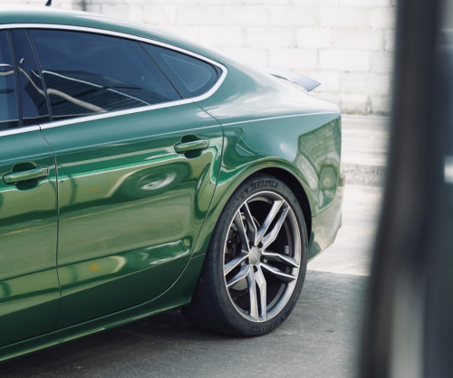 wrap xe, dán đổi màu xe Audi A7 wrap gloss dark green