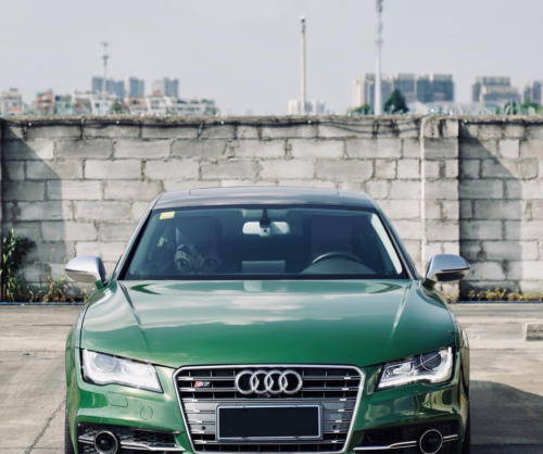 wrap xe, dán đổi màu xe Audi A7 wrap gloss dark green