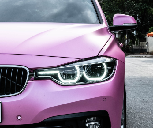wrap xe - dán đổi màu xe BMW series 3 wrap satin pink metallic