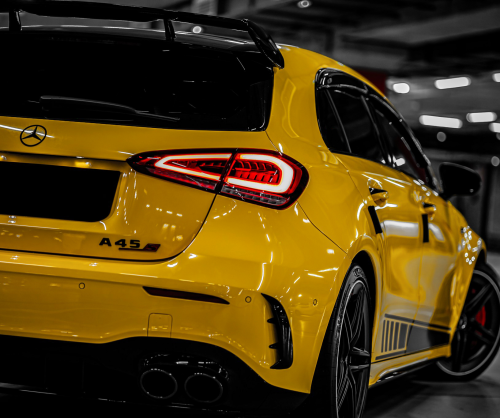 wrap xe - dán đổi màu xe Mercedes A45S Wrap Gloss Sunflower Yellow