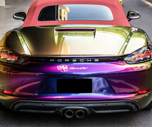 wrap xe, dán đổi màu xe Porsche 718 Boxster Wrap Gloss Crazy Grape