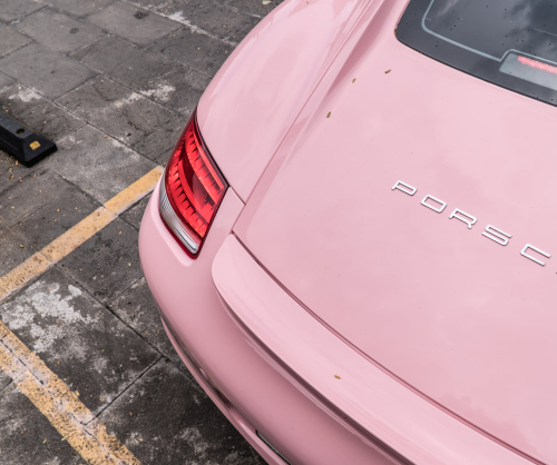 wrap xe, dán đổi màu xe Porsche 718 wrap gloss pastel pink