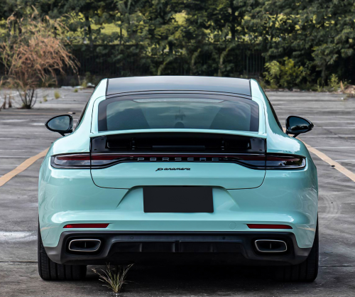 wrap xe, dán đổi màu xe Porsche Panamera Wrap Gloss Sky Blue