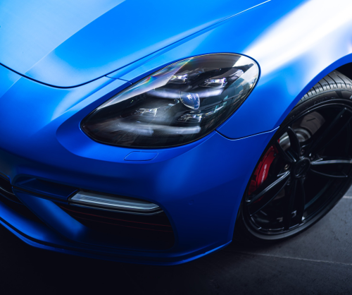 wrap xe, dán đổi màu xe Porsche Panamera Wrap Satin Velvet Blue